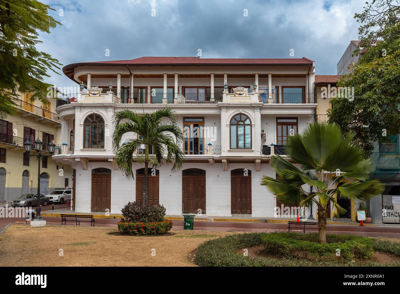 Hausfassade in der historischen Altstadt von Panama City Stockfoto