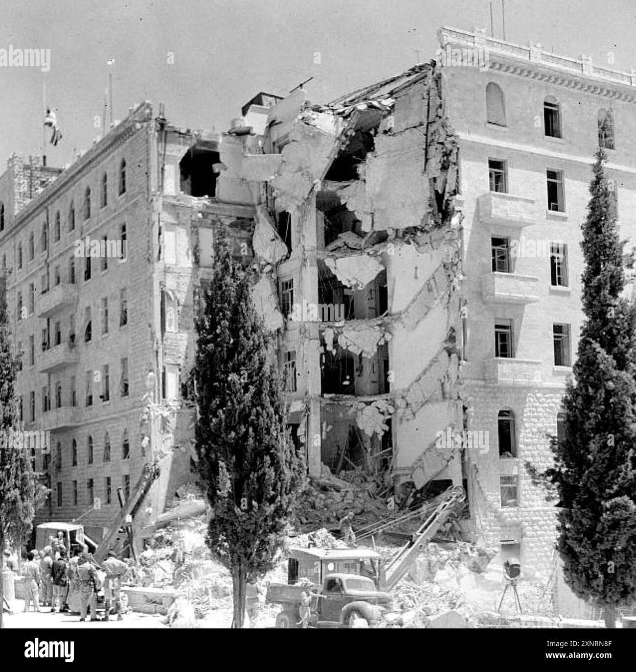 KING DAVID HOTEL, Jerusalem, nach dem Bombenanschlag der zionistischen Irgun Gruppe am 22. Juli 1946 Stockfoto