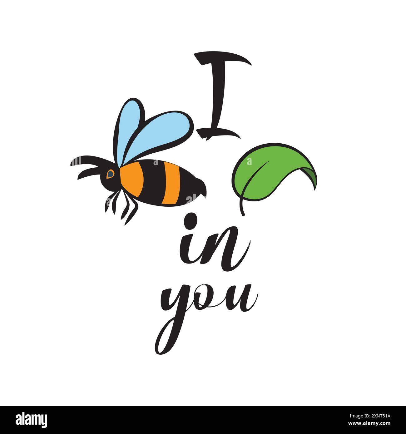 Bee und ein Blatt mit einem inspirierenden Motivationszitat, das ich an dich glaube. Vektorillustration für T-Shirt, Website, Druck, ClipArt und Druckwaren Stock Vektor
