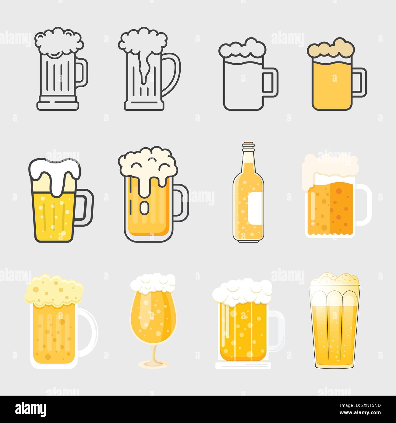 Kaltes Bier im flachen Stil. Alkoholgetränk-Vektorillustration auf isoliertem Hintergrund. Alkoholflaschenschild Business-Konzept. Stock Vektor