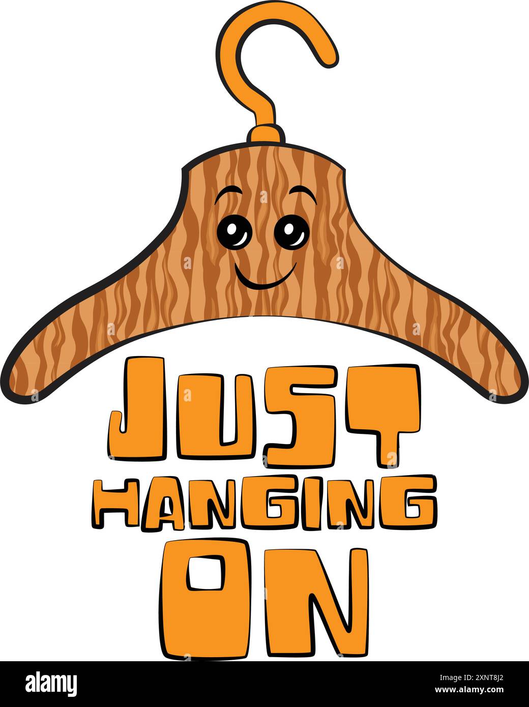 Ich bleibe einfach dran. Niedlicher Cartoon-Aufhänger mit einem lustigen Zitat. Vektorillustration für T-Shirt, Website, Druck, Clip Art, Poster und Print on Demand Merch Stock Vektor