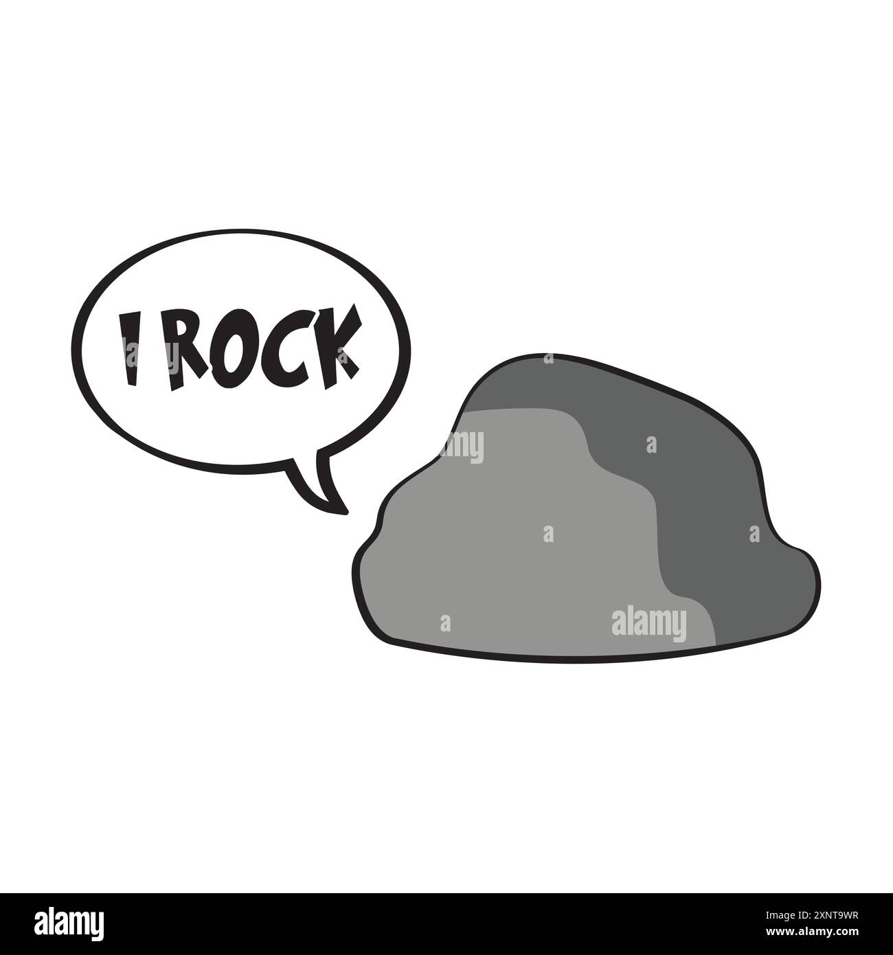 Stein mit einem Zitat, das ich rocke. Lustige Vektor-Illustration für T-Shirt, Website, Druck, Clip Art, Poster und Druck auf Abruf Waren. Stock Vektor