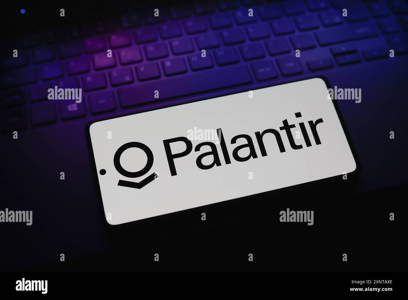 Paraguay. August 2024. In dieser Abbildung wird das Palantir Technologies Logo auf einem Smartphone-Bildschirm angezeigt. Quelle: SOPA Images Limited/Alamy Live News Stockfoto