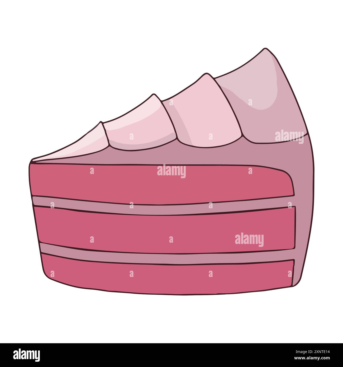 Süßes rosafarbenes Stück Kuchen Stock Vektor