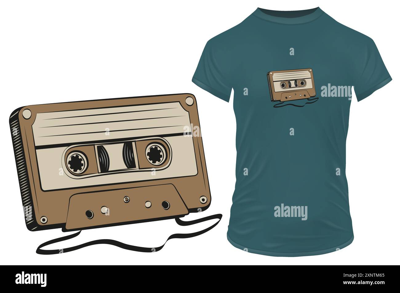 Kompakte Kassette Retro. Vektor-Illustration für T-Shirt-Waren, Website, Clip-Art, Poster und kundenspezifische Print-on-Demand-Waren. Stock Vektor