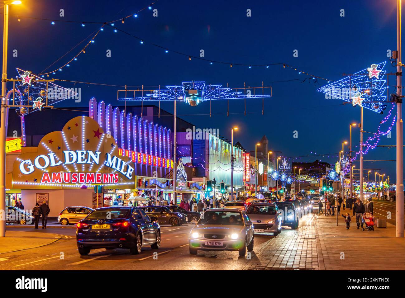 Blackpool Illumination Lancashire North West England. Die Goldene Meile Stockfoto