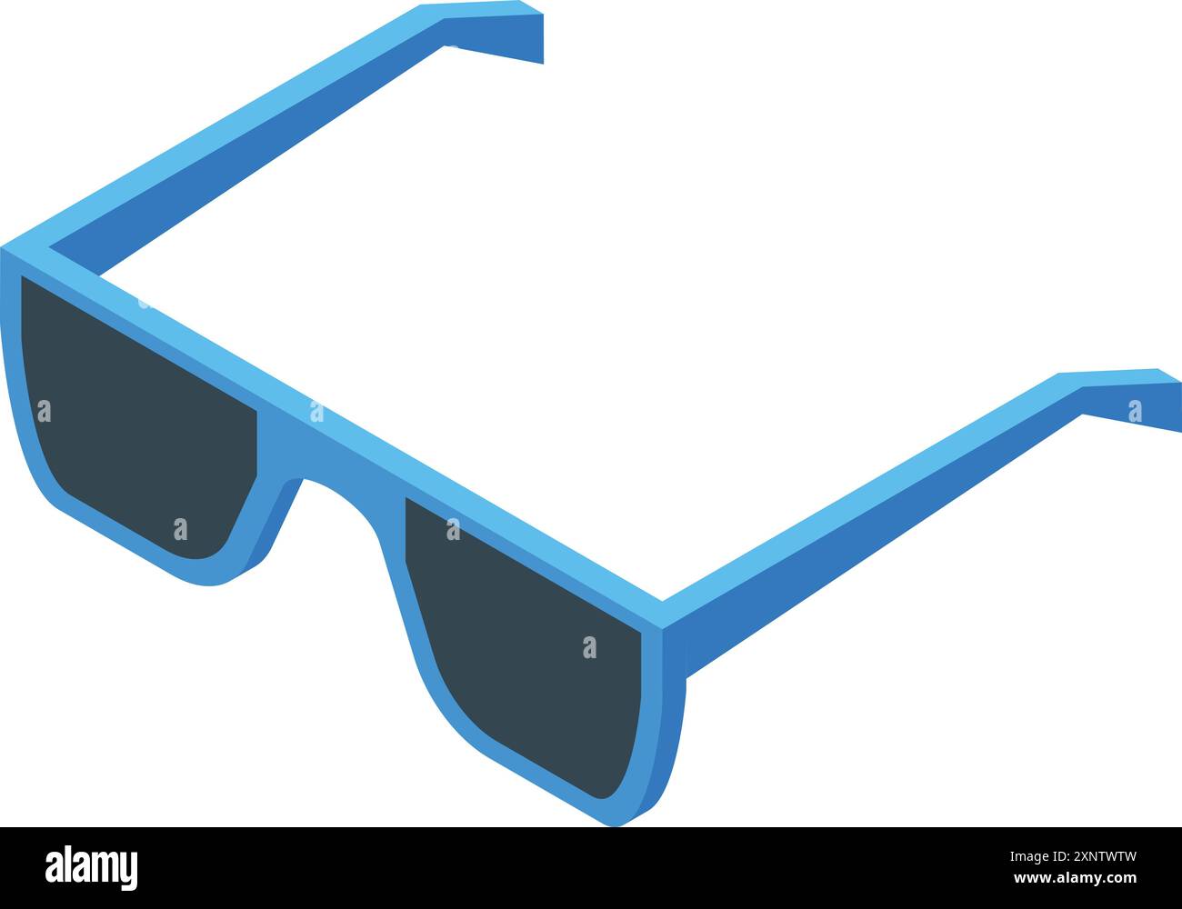 Blaue Sonnenbrille auf weißem Hintergrund, isometrischer 3D-Stil, für Sommer- und Modedesign Stock Vektor