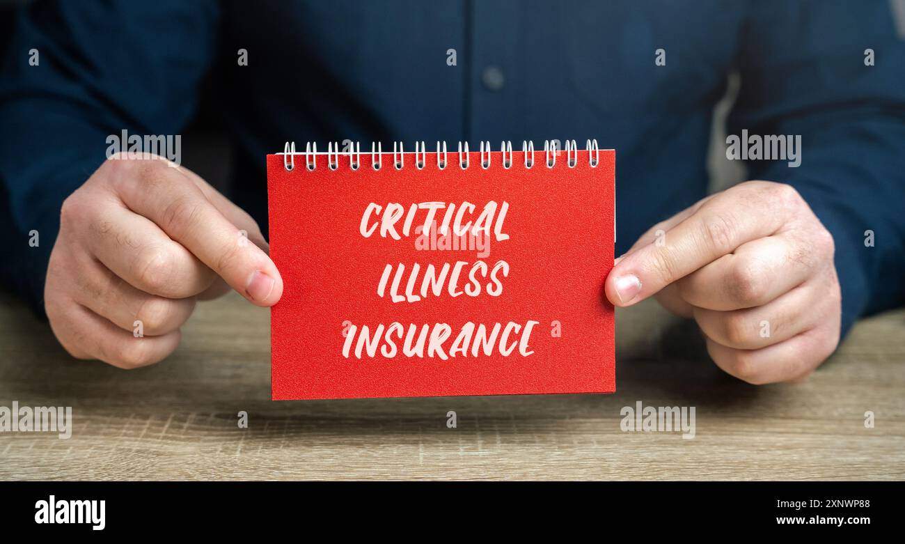 Das Konzept der Kritikkrankheitsversicherung. Pauschalzahlung, wenn beim Versicherten eine bestimmte schwere Erkrankung diagnostiziert wird: Krebs, Herzinfarkt oder Schlaganfall. Nein Stockfoto