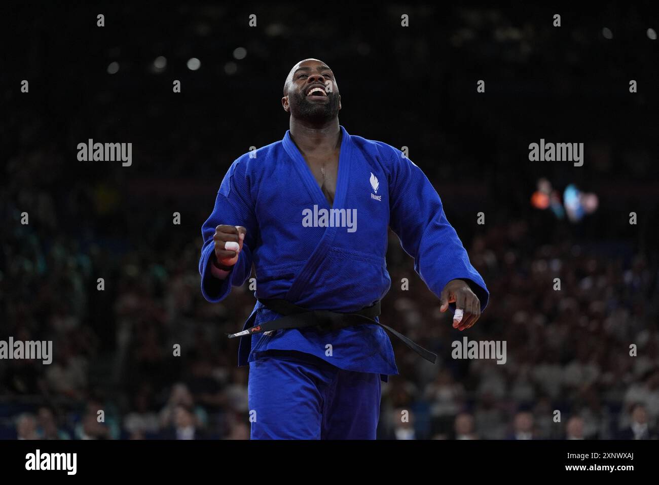 Paris, Frankreich. August 2024. Teddy Riner vom Team France (Blau ...