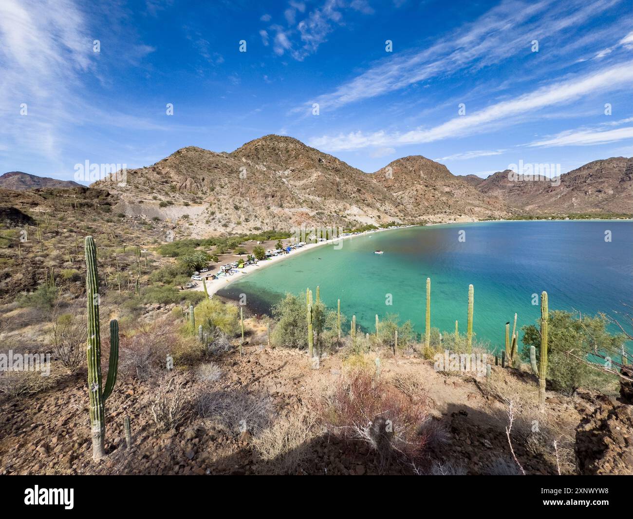 Blick von den umliegenden Bergen von Concepcion Bay, Baja California Sur, Meer von Cortez, Mexiko, Nordamerika Stockfoto