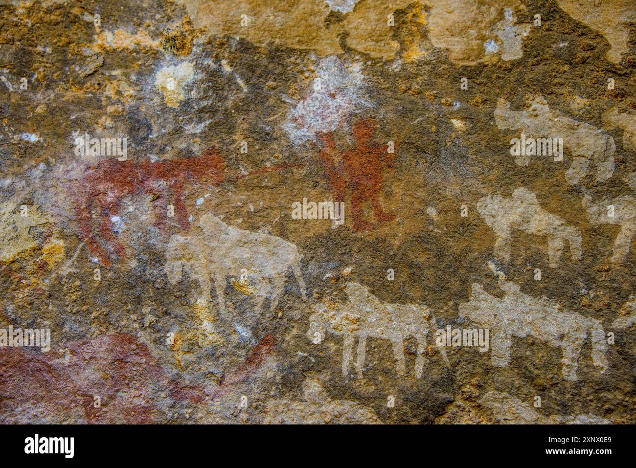 Antike Felsmalereien in der präaksumitischen Siedlung Qohaito (Koloe), Eritrea, Afrika Stockfoto