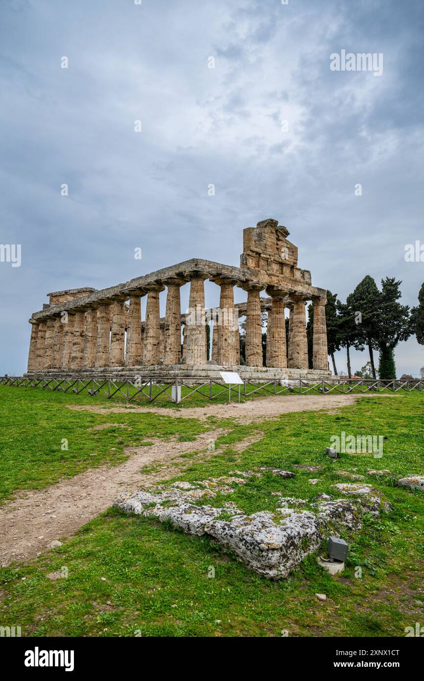 Die griechischen Tempel von Paestum, UNESCO-Weltkulturerbe, Kampanien, Italien, Europa Stockfoto