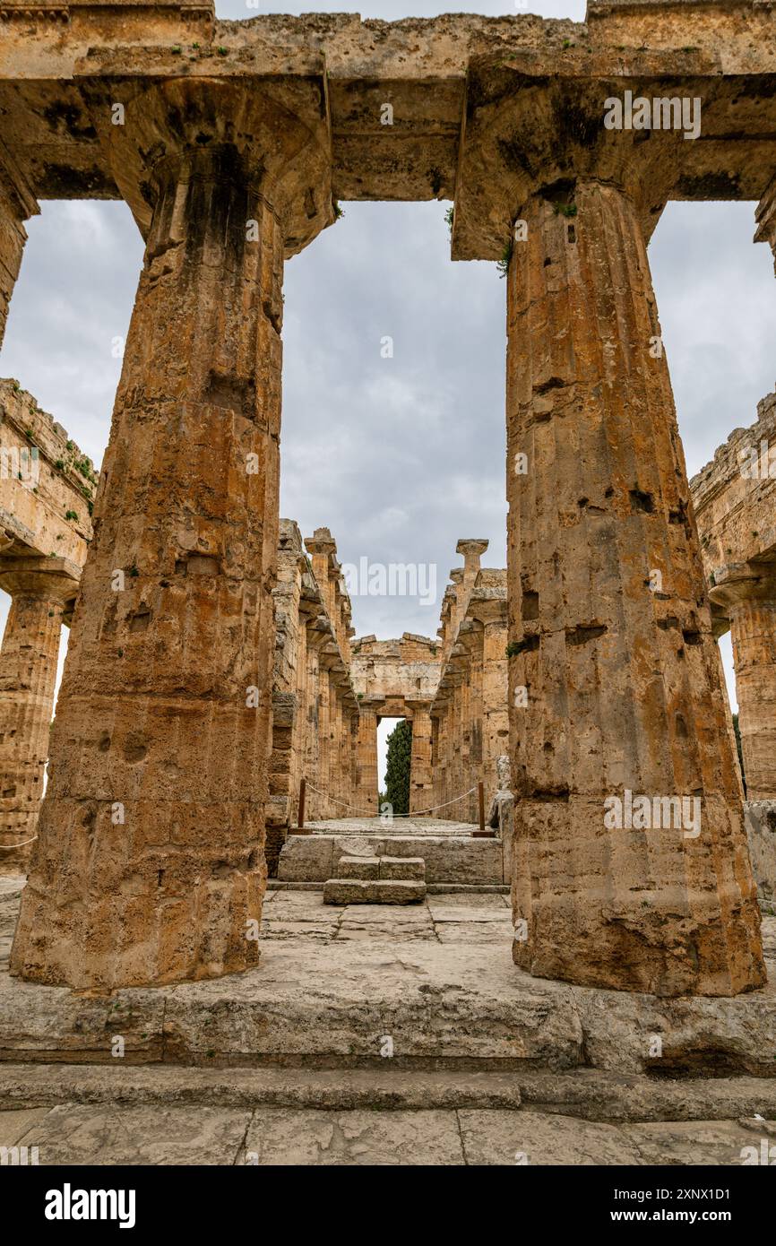 Die griechischen Tempel von Paestum, UNESCO-Weltkulturerbe, Kampanien, Italien, Europa Stockfoto