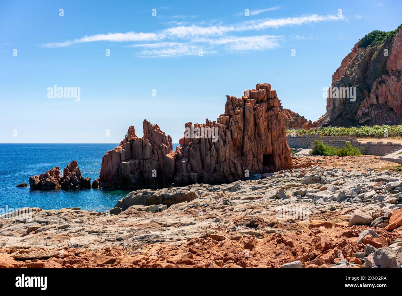 Rocce Rosse (Rote Felsen) Landschaft von Arbatax, Sardinien, Italien, Mittelmeer, Europa Stockfoto