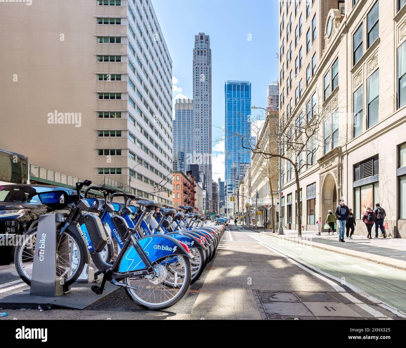 Fahrräder können unter dem Citi Bike System gemietet werden, das 33000 Fahrräder an 1900 Stationen in New York City, USA, vermietet Stockfoto