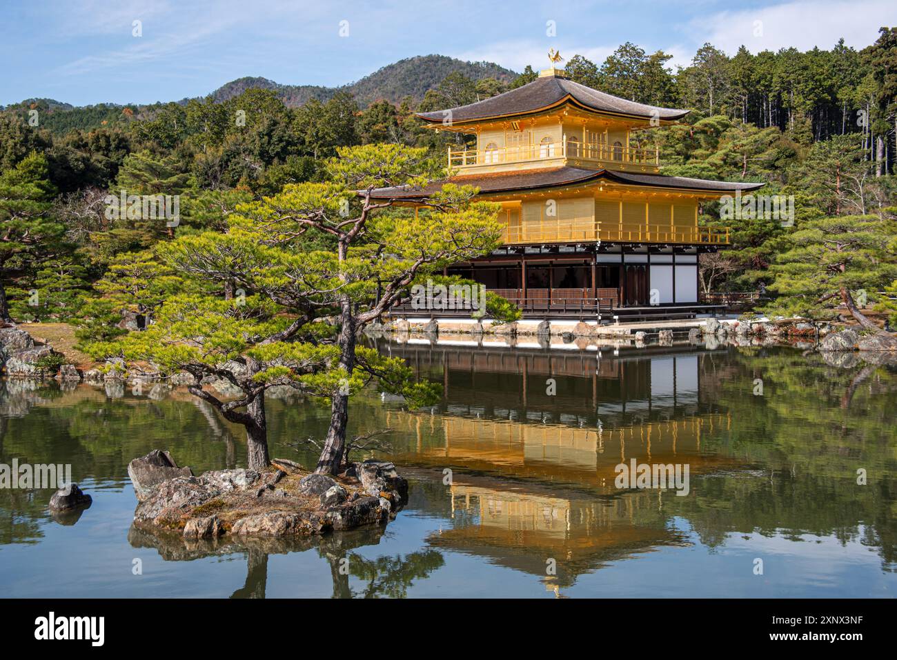Goldener Tempel (Kinkaku-JI) (Tempel des Goldenen Pavillons), UNESCO-Weltkulturerbe, Kyoto, Honshu, Japan, Asien Stockfoto