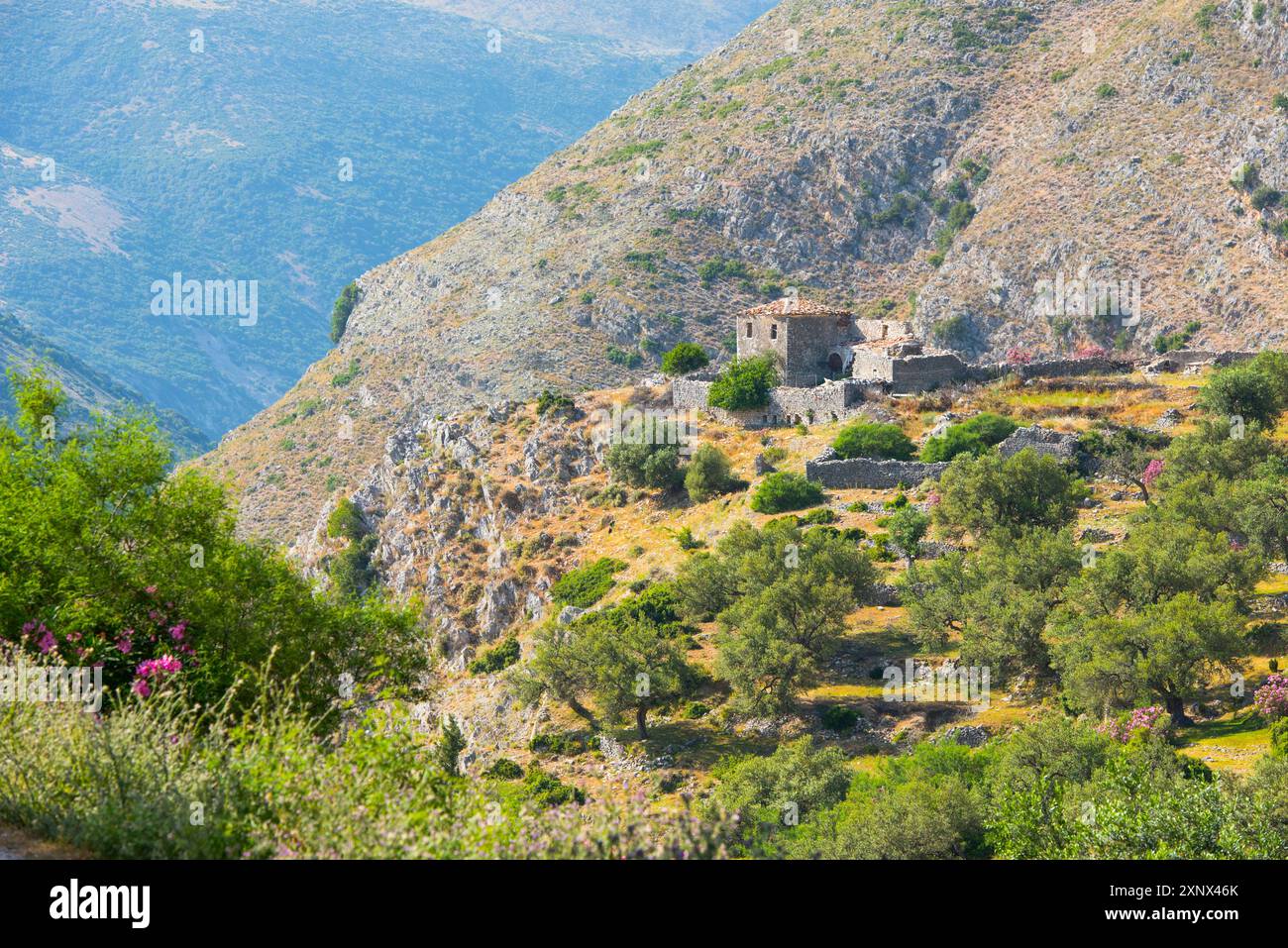 Oberes (Altes) Qeparo, Ionische Küste, Albanien, Europa Stockfoto