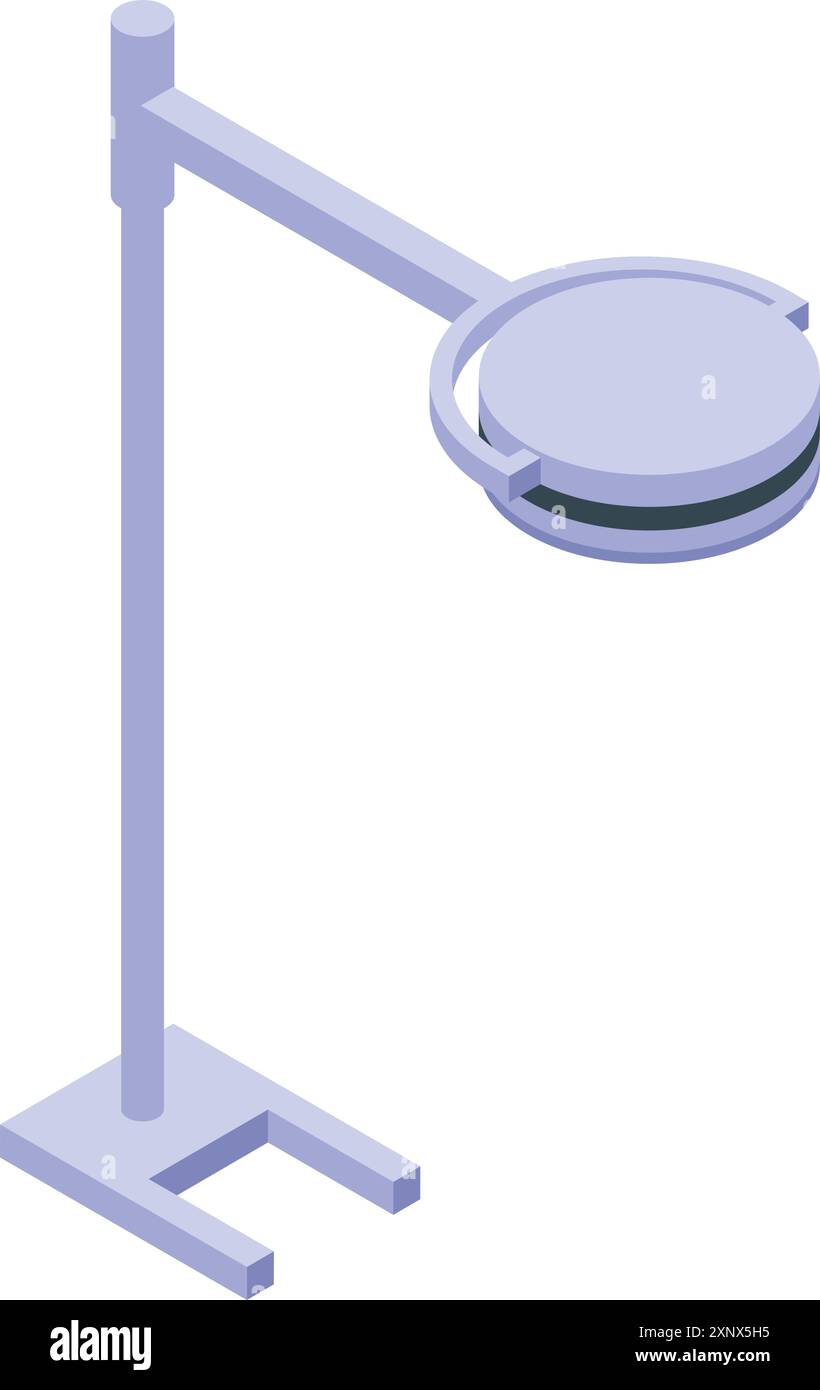 Moderne medizinische Lampe, die auf einem Metallsockel steht, typischerweise in Operationsräumen zu finden ist Stock Vektor