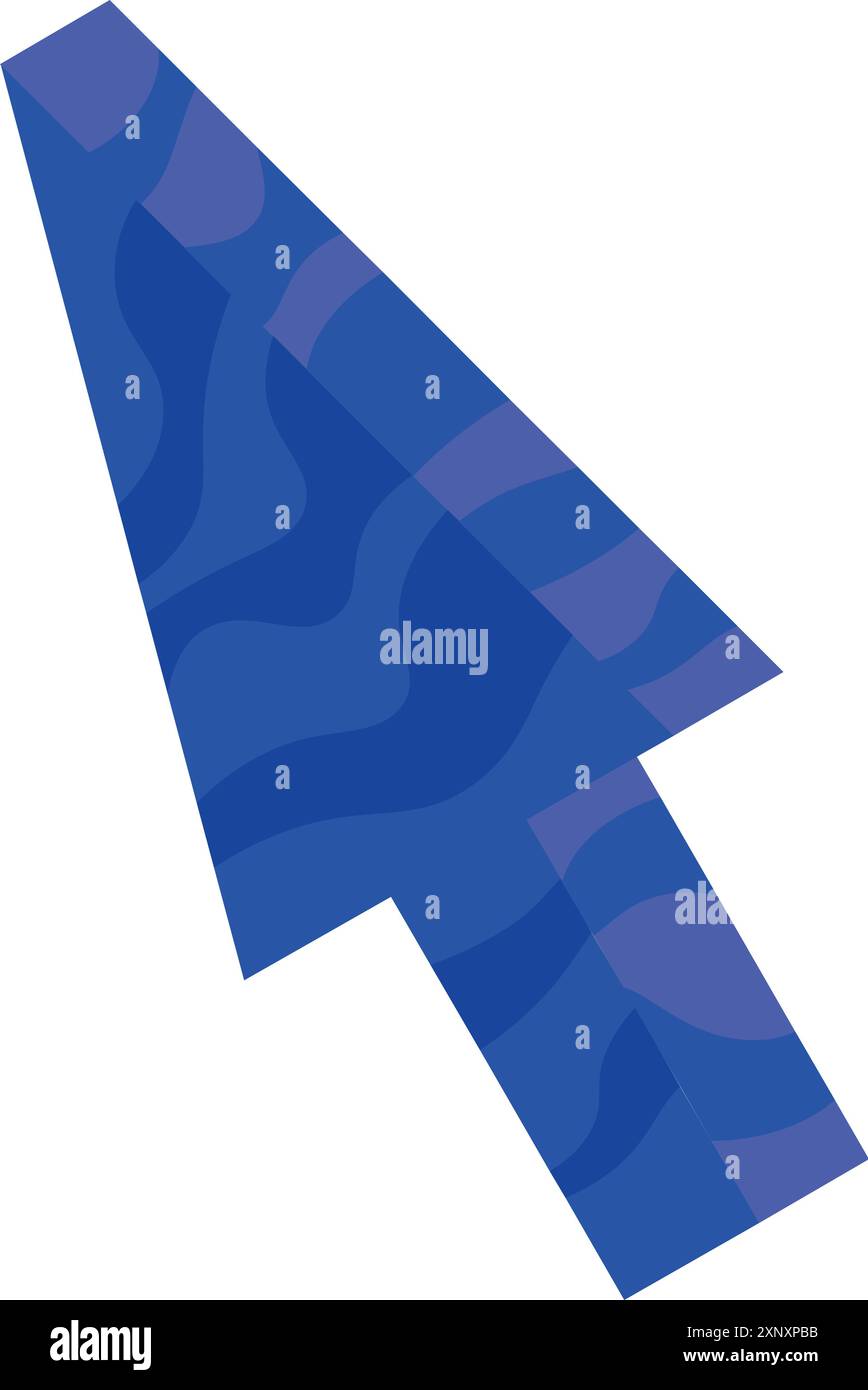 Der blaue Cursor zeigt auf etwas Interessantes auf weißem Hintergrund Stock Vektor