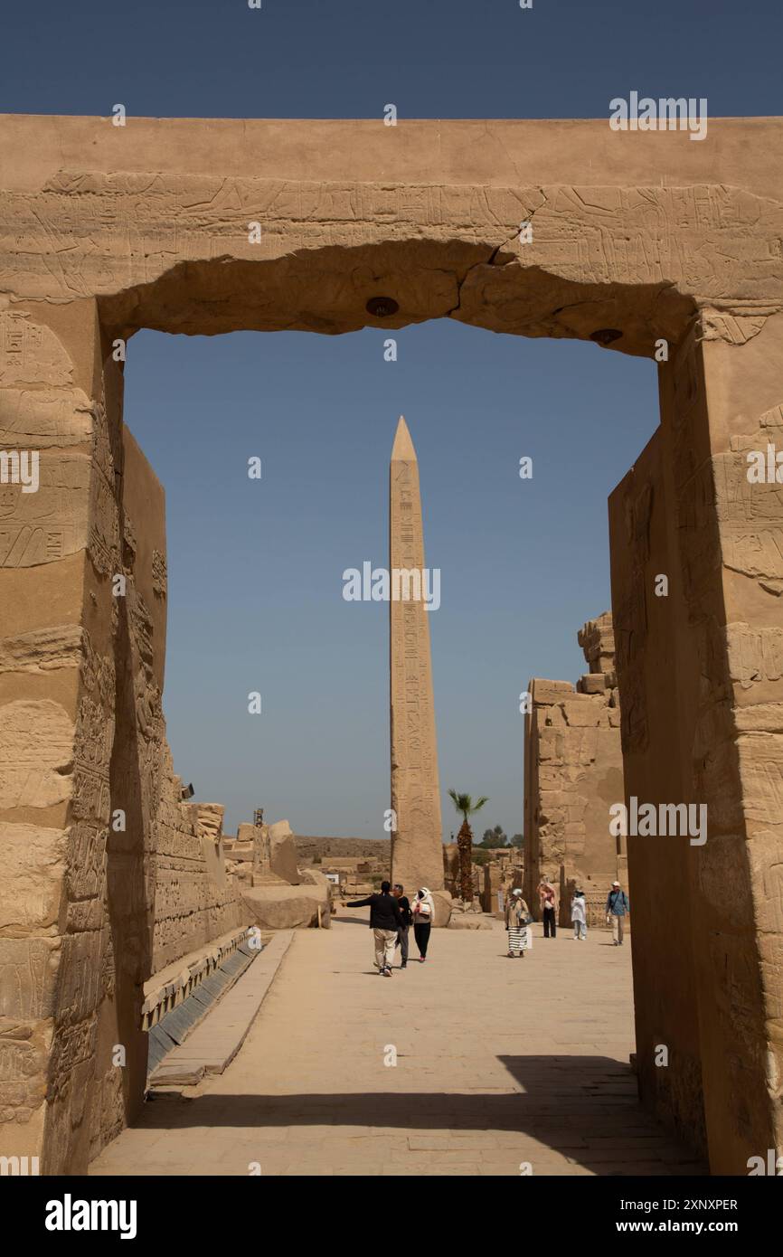 Obelisk der Königin Hatschepsut, Tempelkomplex Karnak, UNESCO-Weltkulturerbe, Luxor, Ägypten, Nordafrika, Afrika Copyright: RichardxMaschmeyer 801-4 Stockfoto