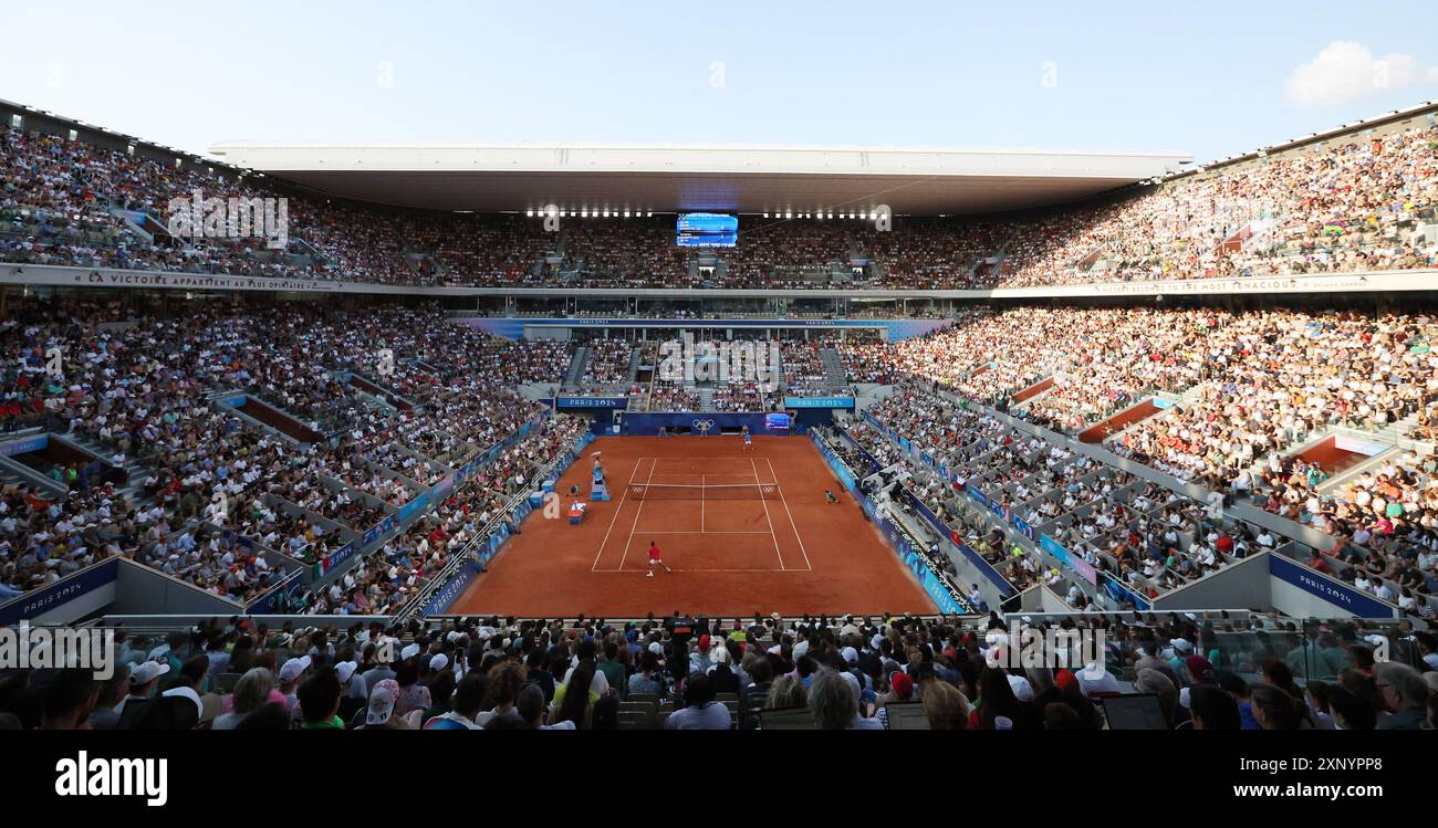 Paris, Frankreich. August 2024. Die Zuschauer sehen die Tennis-Events bei den Olympischen Spielen 2024 in Paris, Frankreich, am 2. August 2024. Quelle: Lai Xiangdong/Xinhua/Alamy Live News Stockfoto