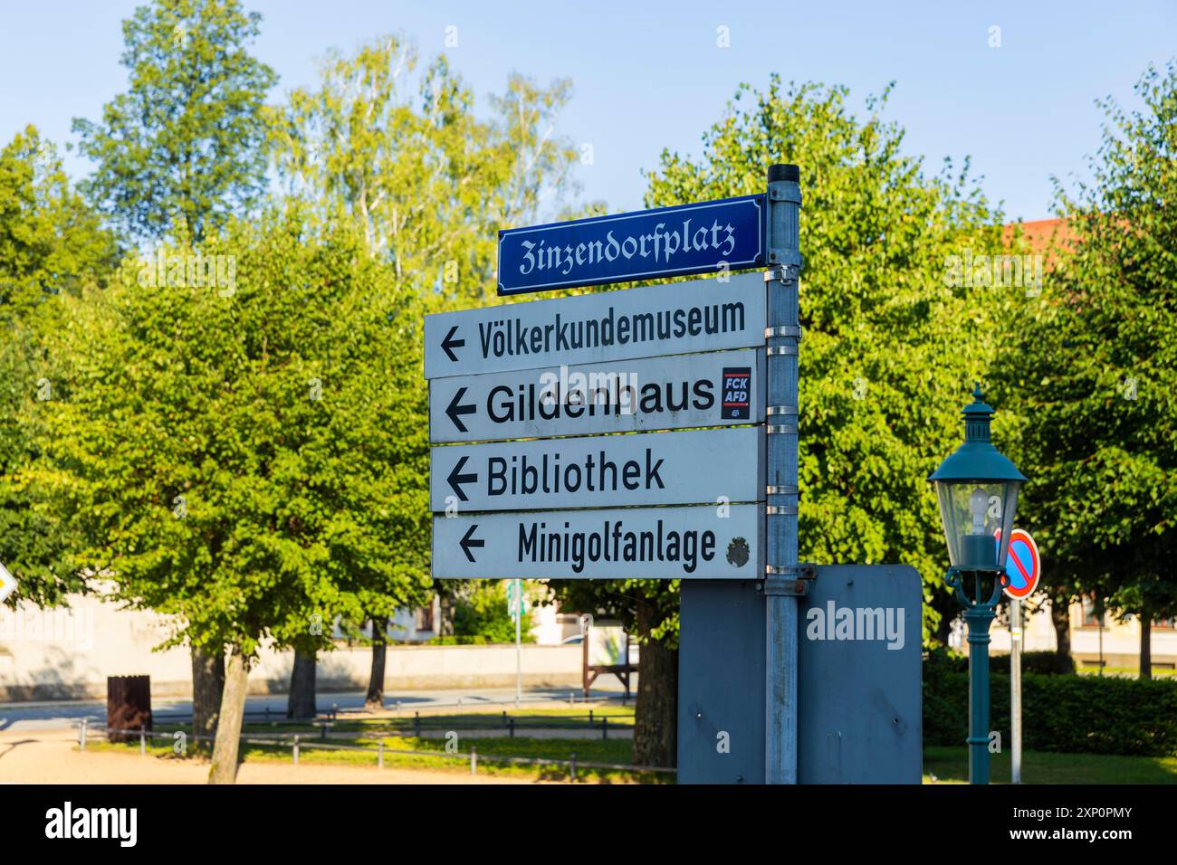Herrnhut ist eine Stadt im sächsischen Landkreis Goerlitz in der Oberlausitz. Zentral zwischen den Städten Loebau und Zittau gelegen, ist es bekannt als die Stockfoto