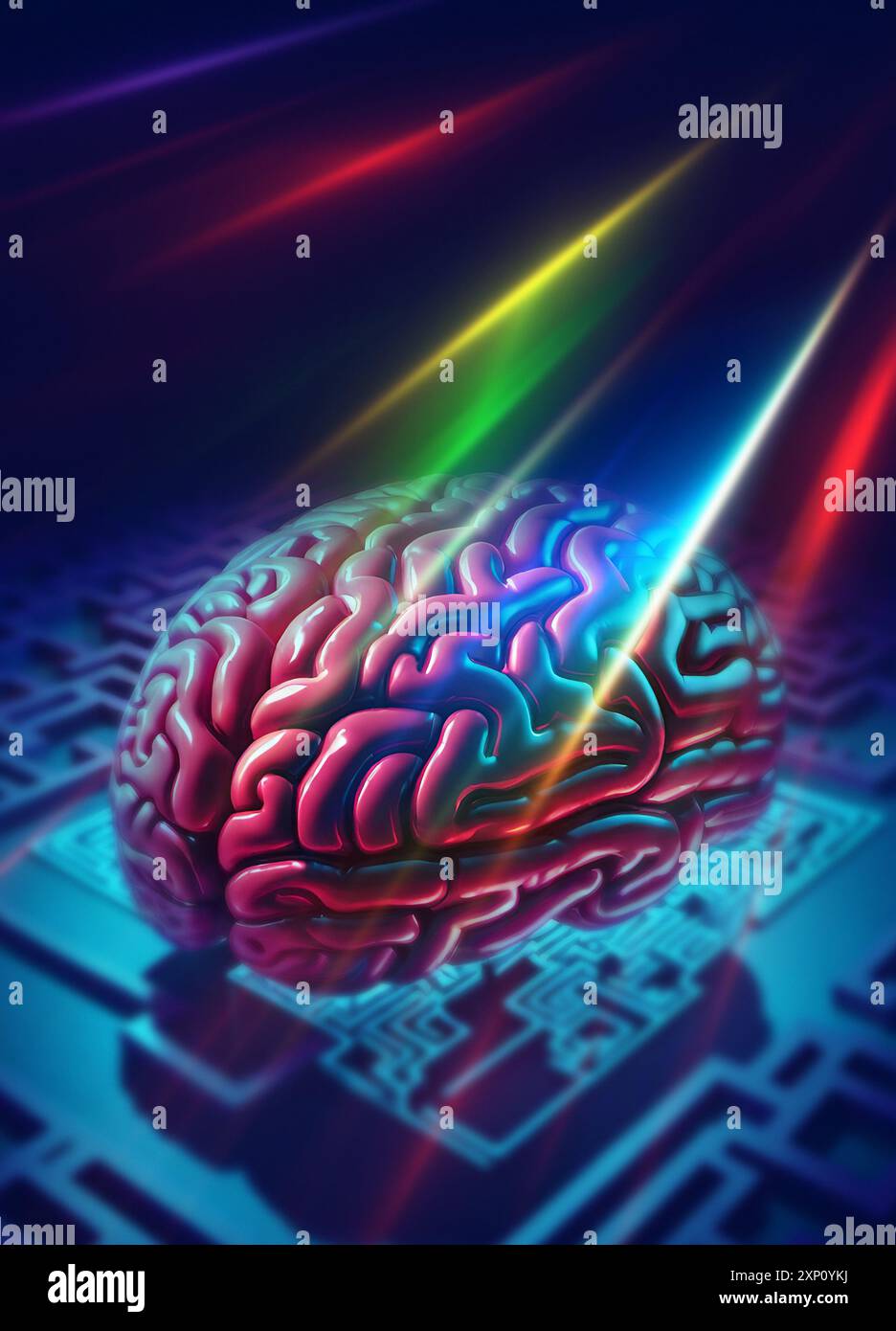 Gehirn-Computer-Schnittstelle, konzeptuelle Illustration. Stockfoto