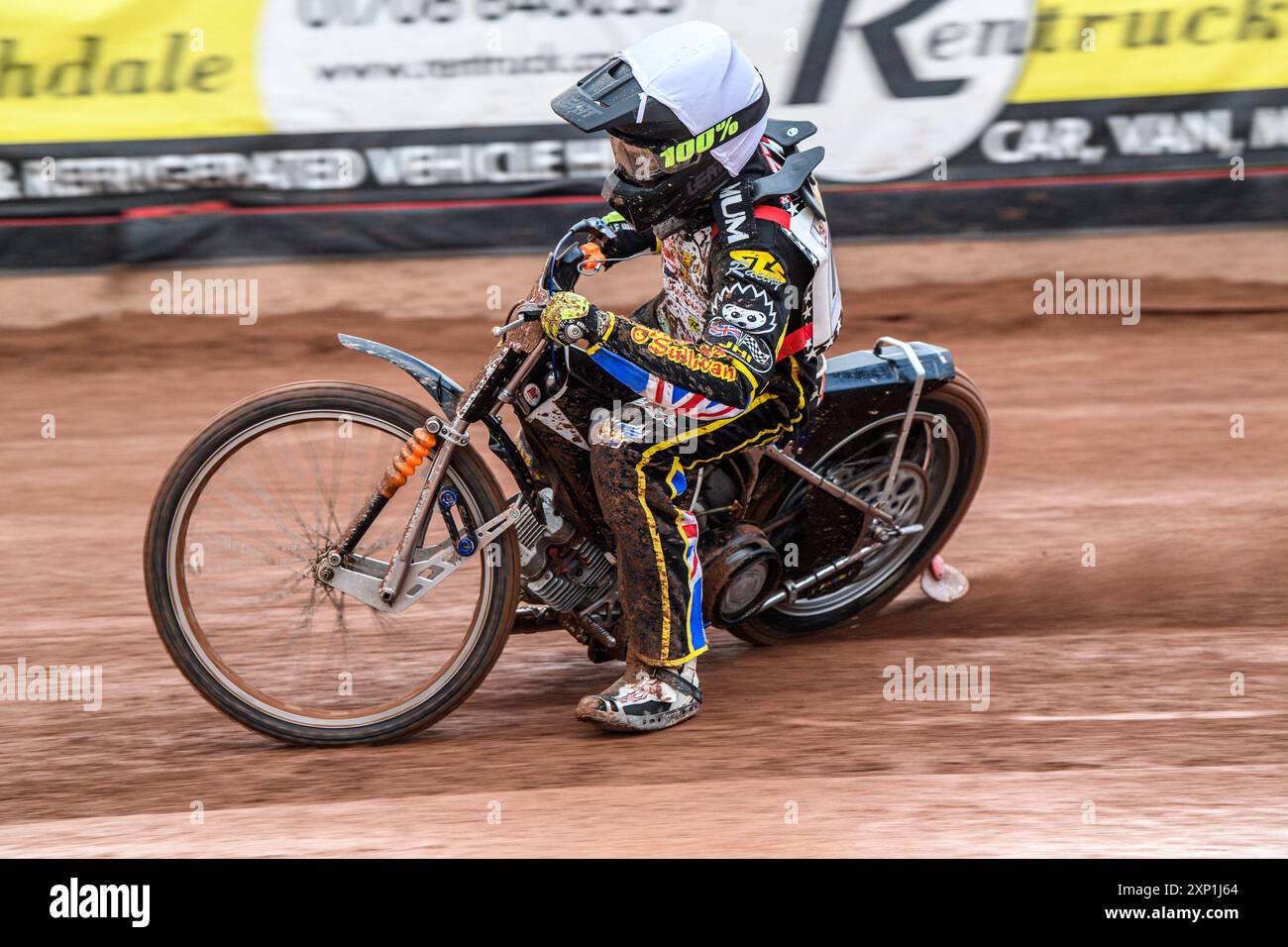 Jack Crewe (500 ccm) in Aktion während der britischen Jugendmeisterschaft 500 ccm im National Speedway Stadium, Manchester am Freitag, den 2. August 2024. (Foto: Ian Charles | MI News) Credit: MI News & Sport /Alamy Live News Stockfoto