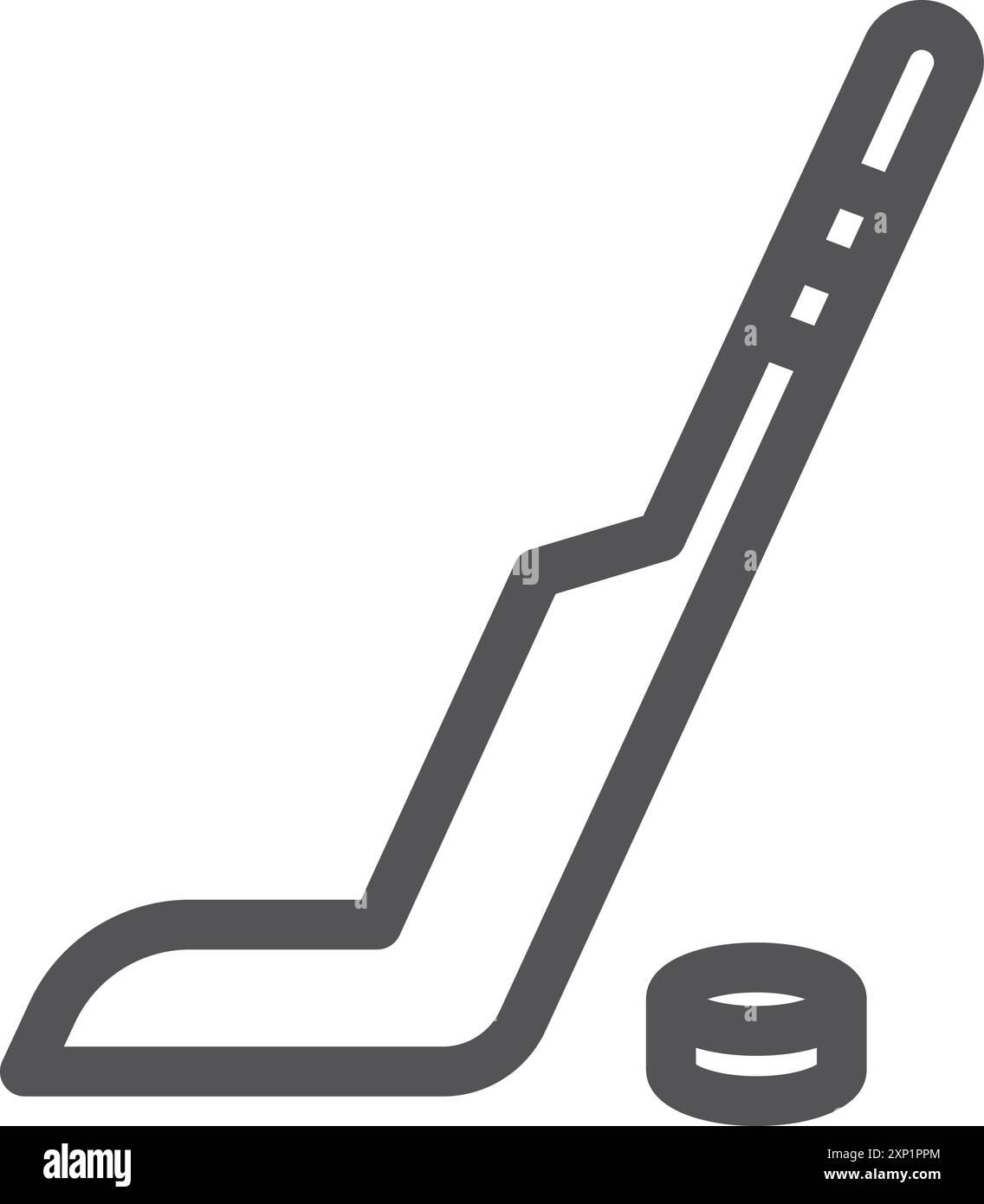 Hockey Puck und Stick Line Logo. Sportausrüstung Stock Vektor
