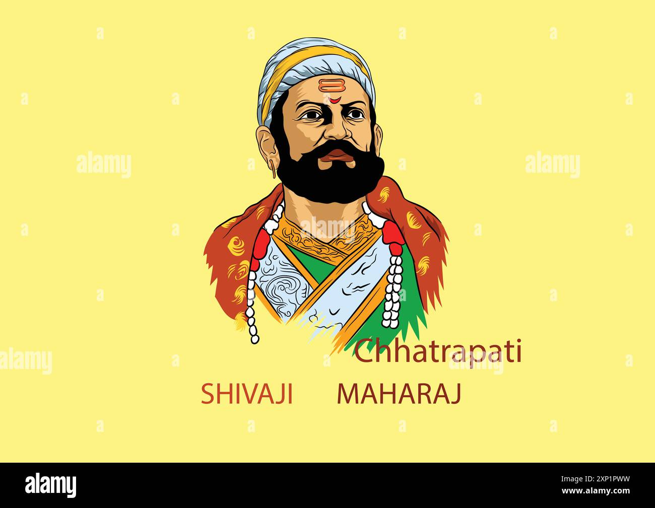 Vektor-Illustration Poster des glücklichen shivaji maharaj jayanti auf gelbem farbigen Hintergrund. Stock Vektor