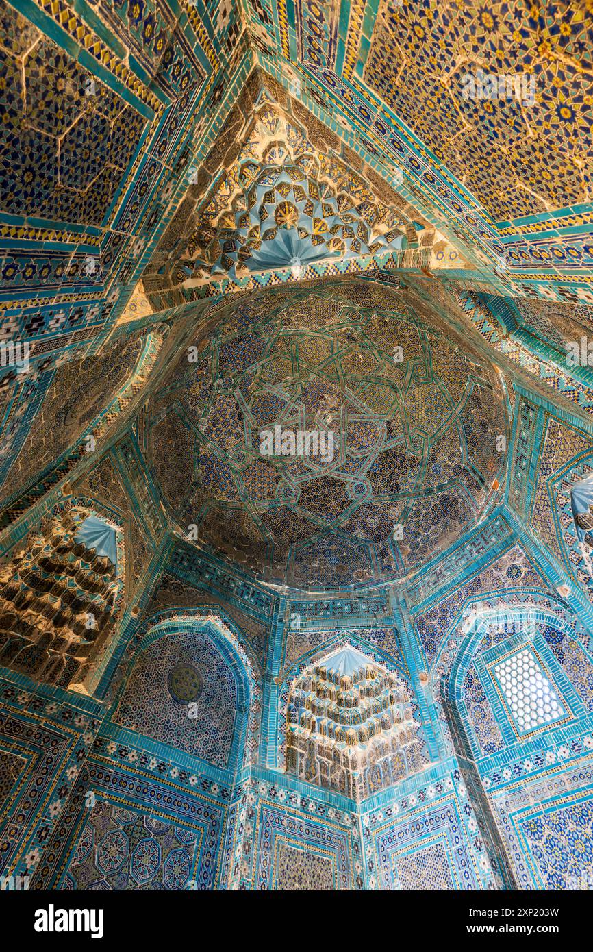 Innenraum des Mausoleums, Shah-i-Zinda, Samarkand, Usbekistan Stockfoto