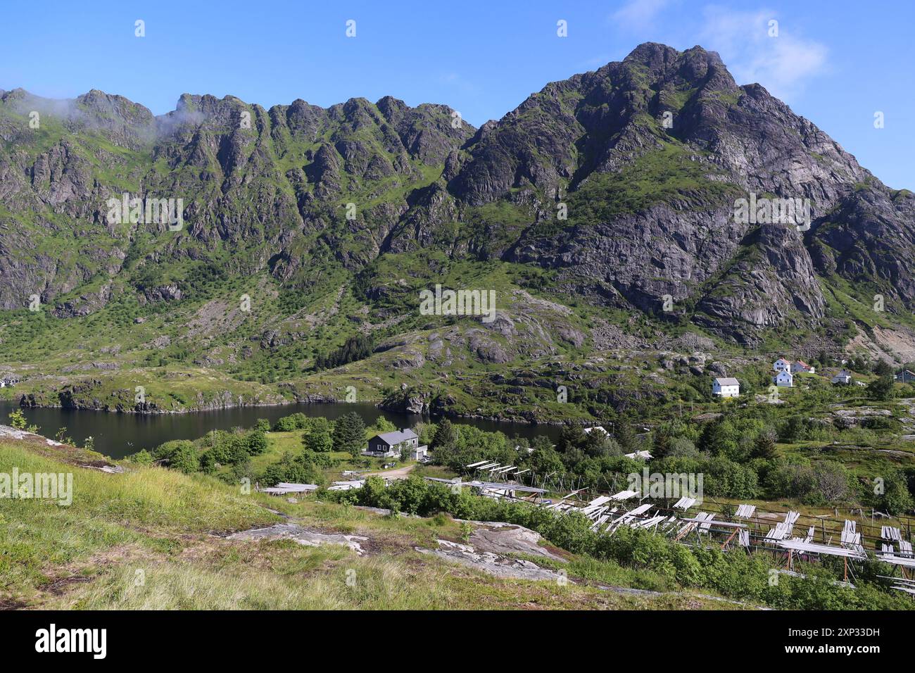 Fantastische Landschaft am Lago Agvatnet-Lofoten, Norwegen Stockfoto