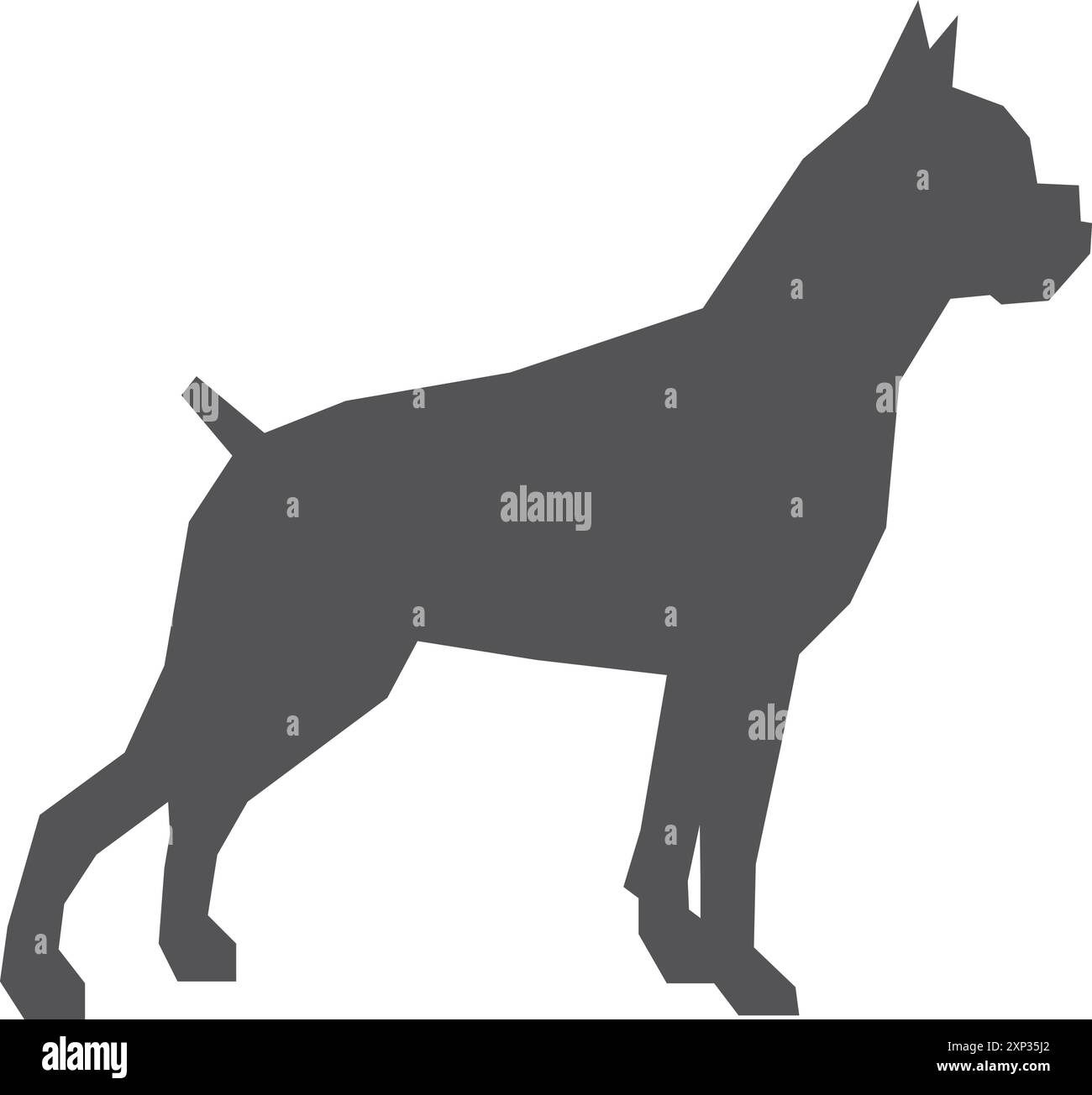 Boxer Hunderasse schwarze Silhouette. PET-Symbol Stock Vektor