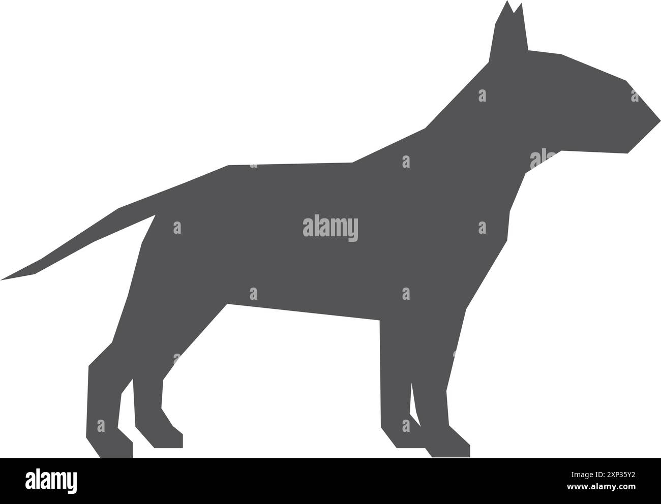 Schwarze Silhouette des Bullterriers. Symbol für Hunderasse Stock Vektor