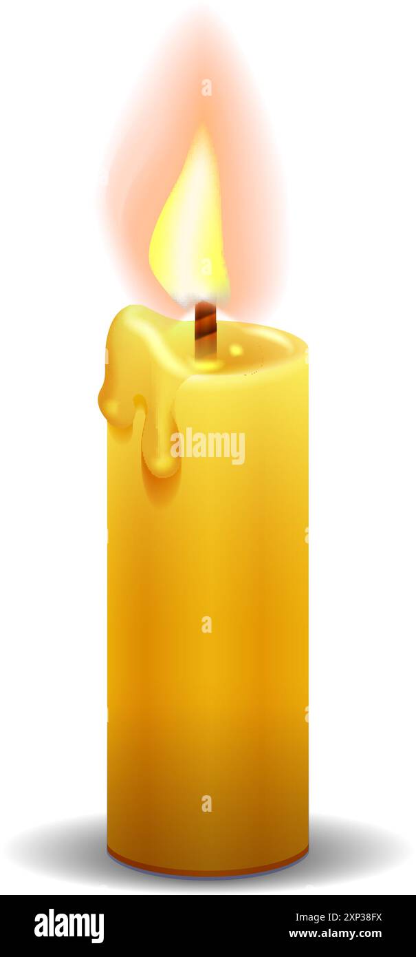 Brennende Kerze. Brennendes heißes Wachs mit Feuerflamme Stock Vektor