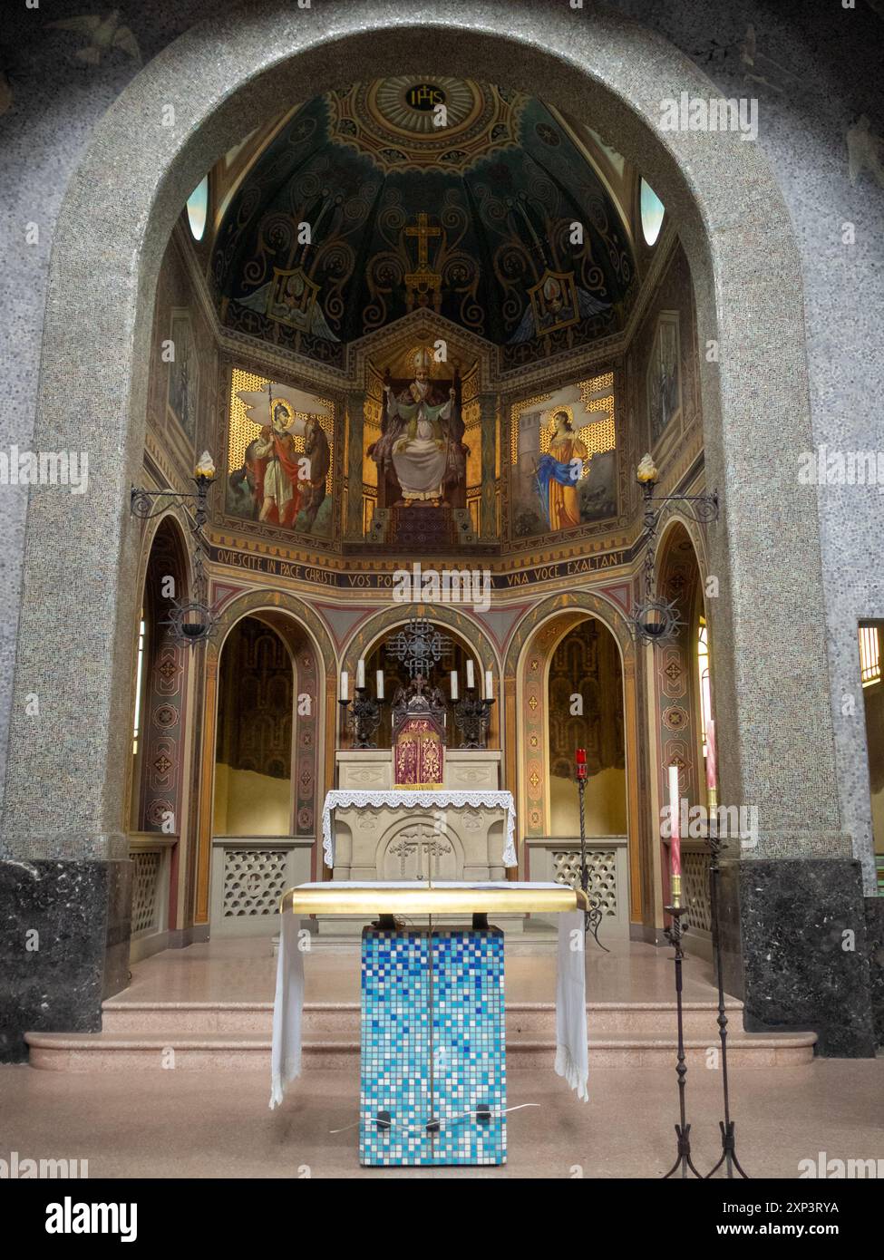 Tempel des Sieges Altar und Mosaike, San Pellegrino Terme, Lombardei Stockfoto