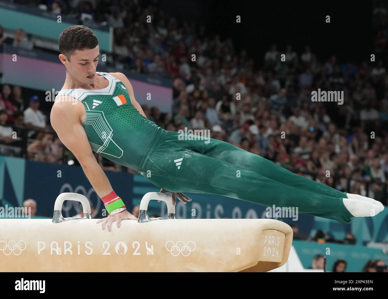 Paris, Frankreich. August 2024. Rhys Mc Clenaghan aus Irland tritt am Samstag, den 3. August 2024, bei den Olympischen Spielen 2024 in Paris, Frankreich im Turnen auf. Foto: Pat Benic/UPI. Quelle: UPI/Alamy Live News Stockfoto