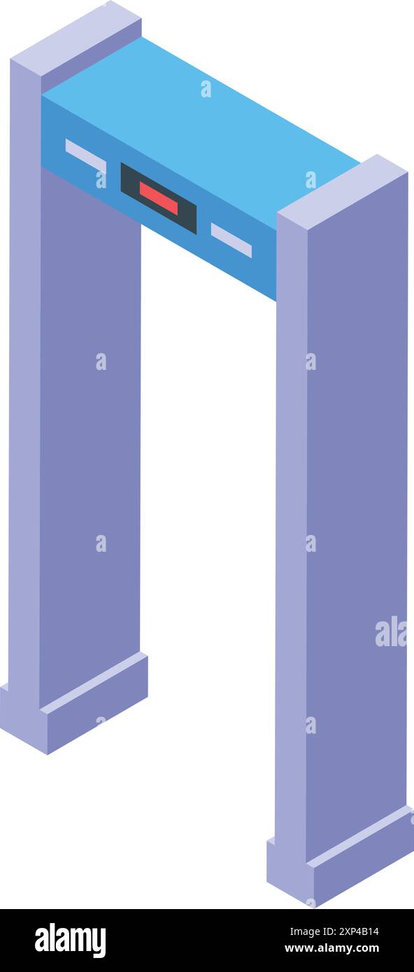 Metalldetektor-Gate-Abtastung für die Waffendetektion isometrische Ansicht isoliert auf weißem Hintergrund Stock Vektor