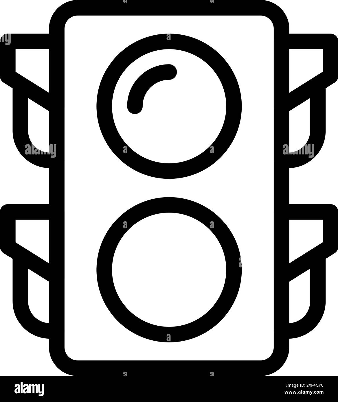 Einfaches schwarz-weißes Symbol einer Ampel mit roten, gelben und grünen Ampeln Stock Vektor