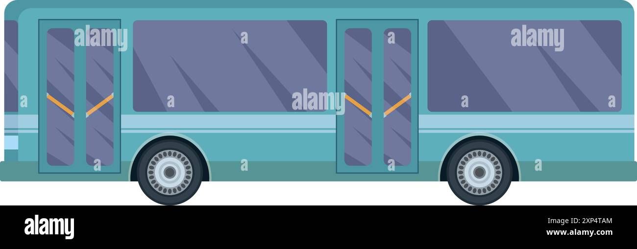 Seitenansicht des Stadtbusses. Symbol für öffentliche Verkehrsmittel Stock Vektor