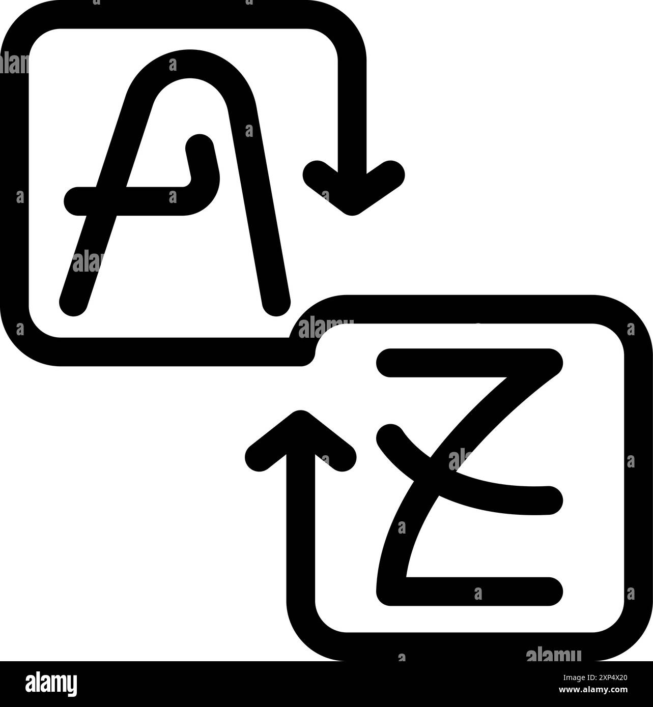 Das Konzept des Sprachaustauschs, dargestellt durch zwei Briefwechsel Stock Vektor