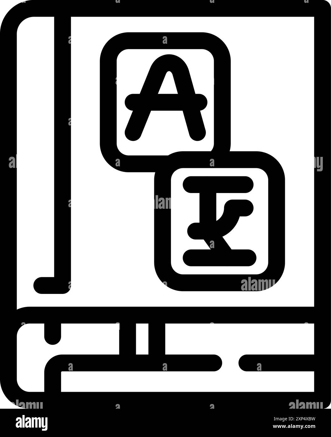 Dieses Symbol eines Buches eignet sich perfekt für Projekte, die Sprachenlernen, Übersetzung und Bildung beinhalten Stock Vektor