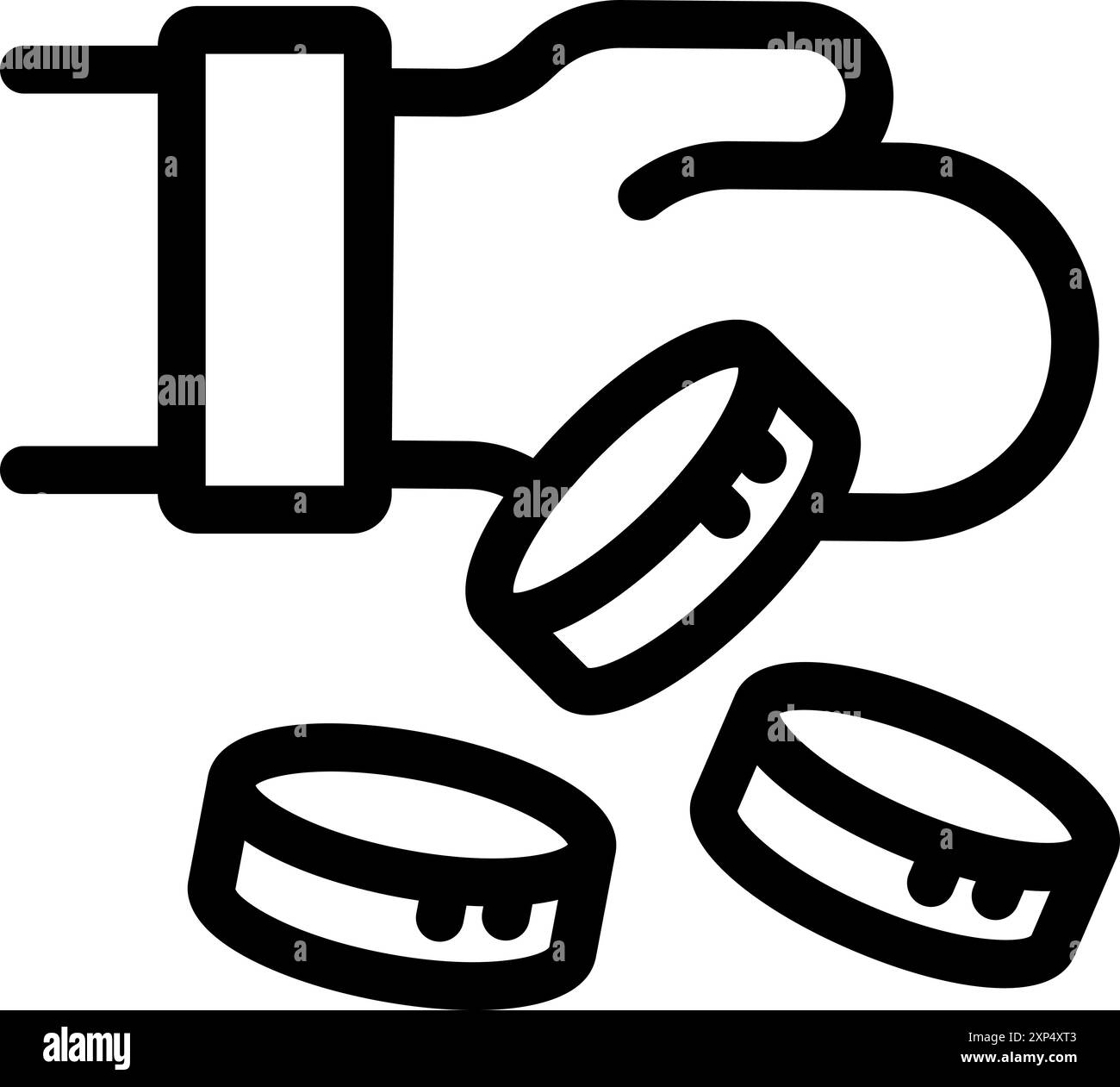 Konzept der Energiekrise mit einer Hand, die einen Elektrostecker hält, der Geldmünzen verliert Stock Vektor