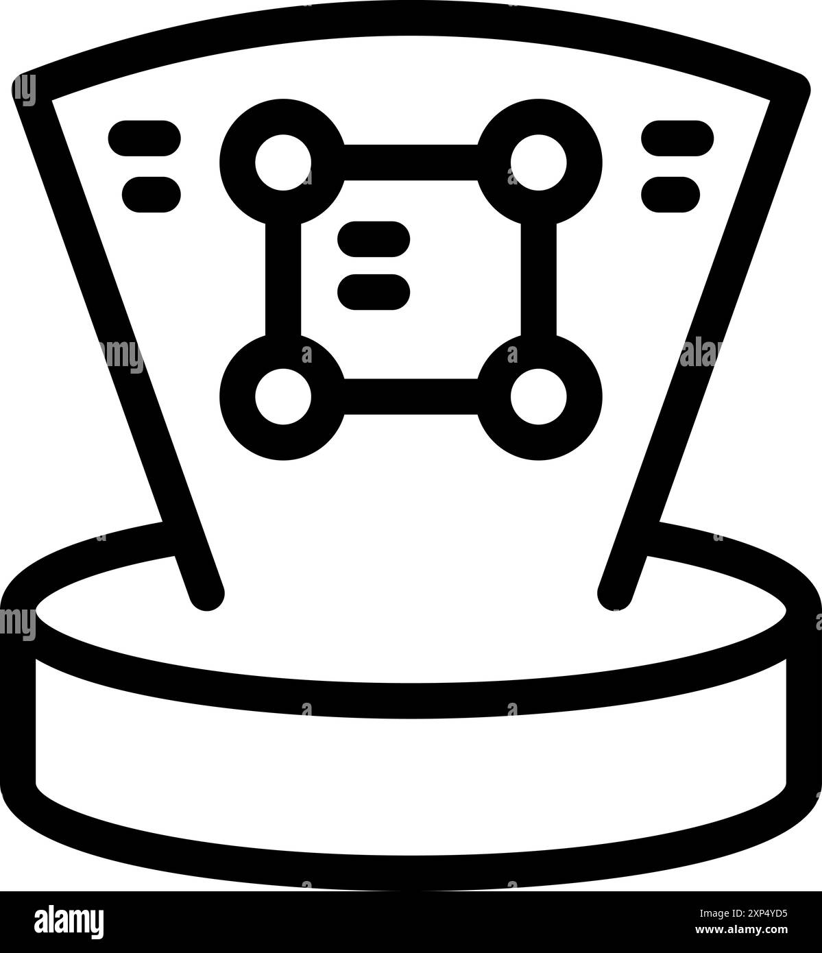 Hologrammprojektion mit abstraktem Schema mit Kreisen auf dem Podium Stock Vektor