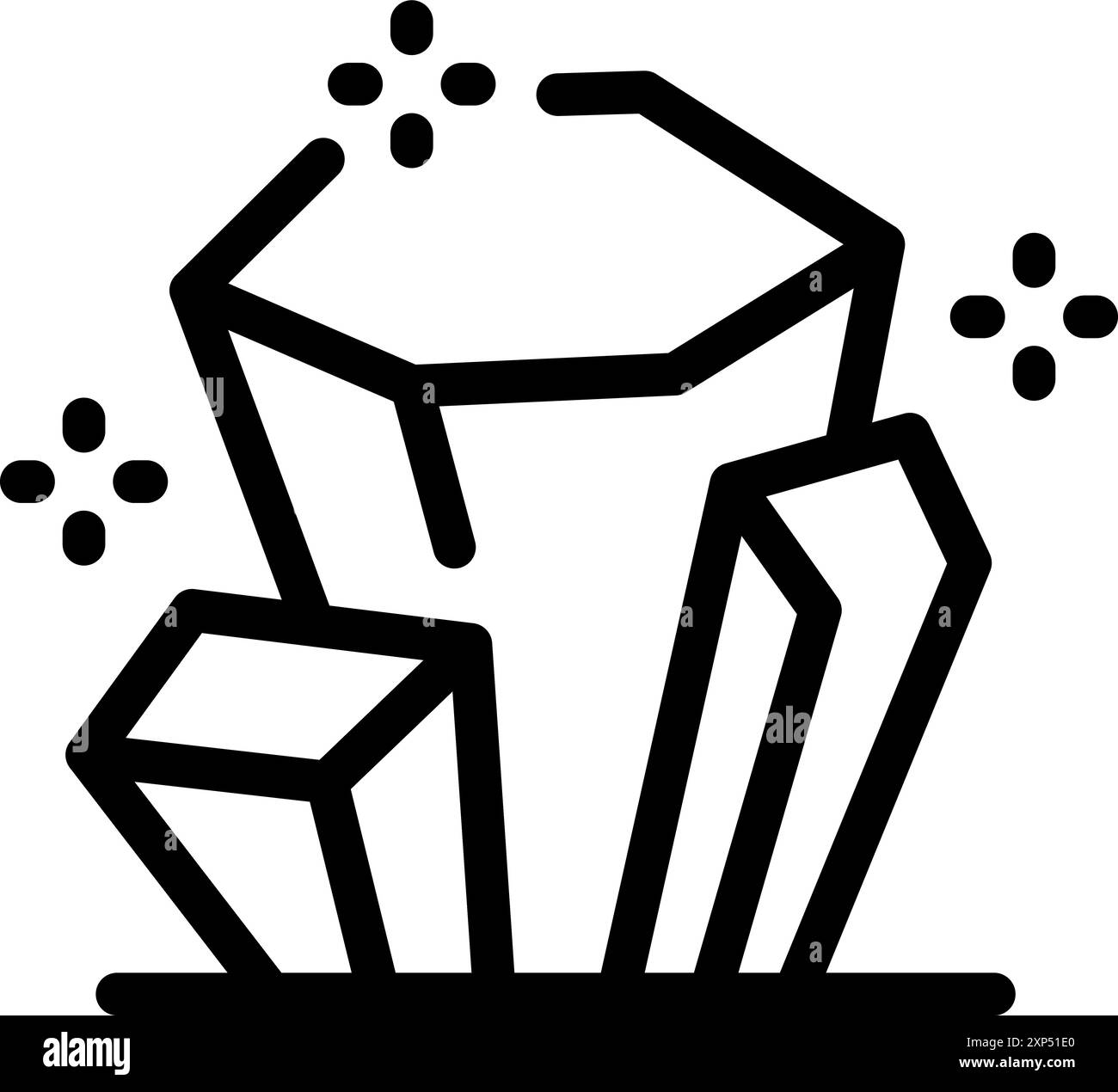 Strichkunstsymbol einer Gruppe glänzender Mineralien mit geometrischen Formen, perfekt für geologische und mineralogische Themen Stock Vektor