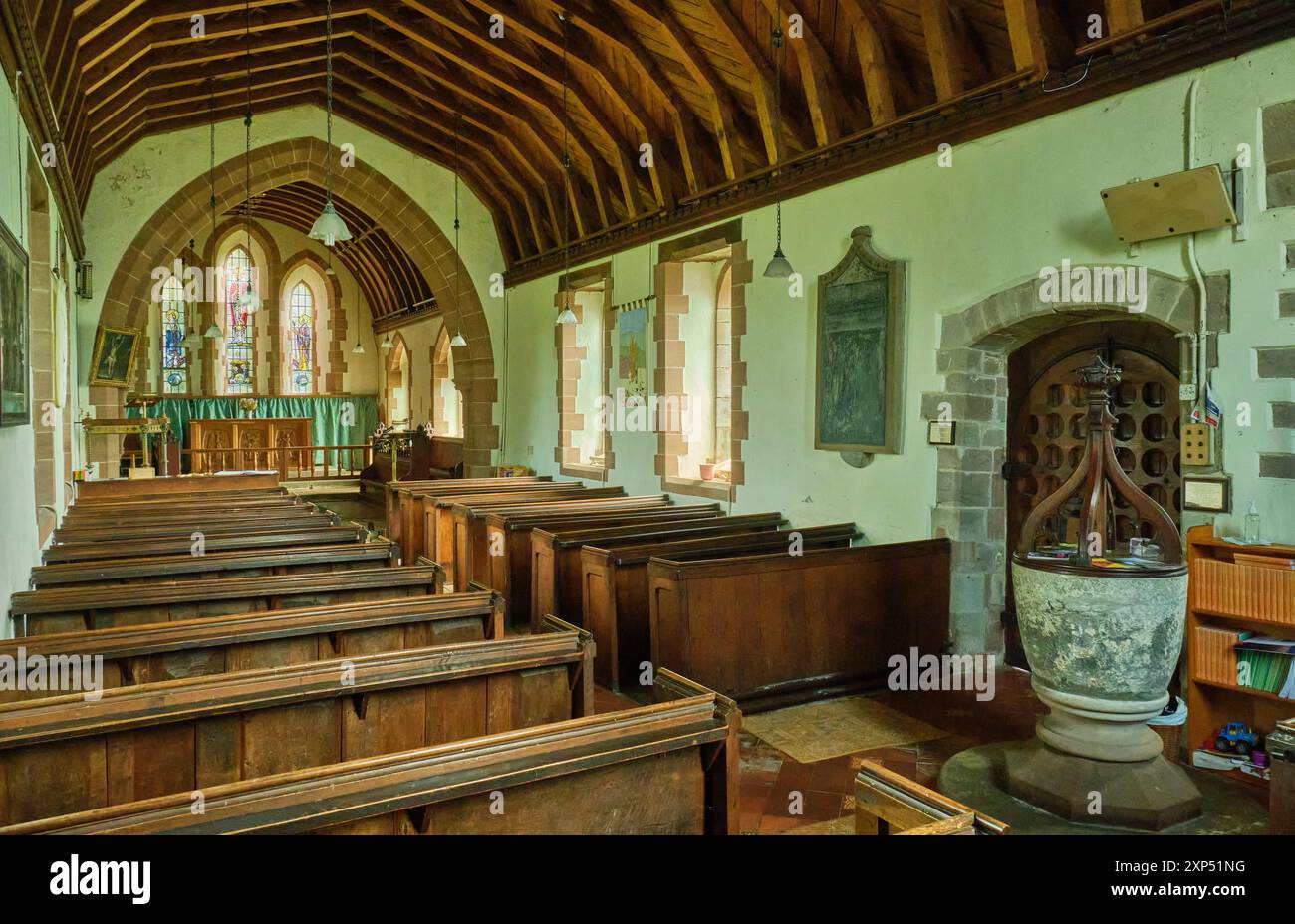 Im Inneren der St. Thomas' Church, Halford, Craven Arms, Shropshire Stockfoto