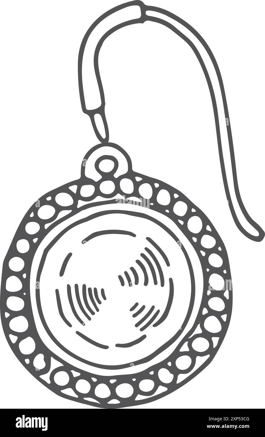 Skizze mit Silberschmuck für Ohrringe. Luxuriöse, elegante Edelsteine Stock Vektor