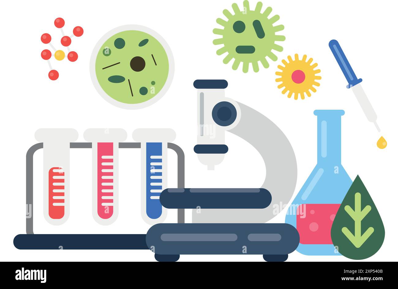 Medizinisches Laborkonzept. Biologie-Wissenschaft. Pharmazeutische Forschung Stock Vektor