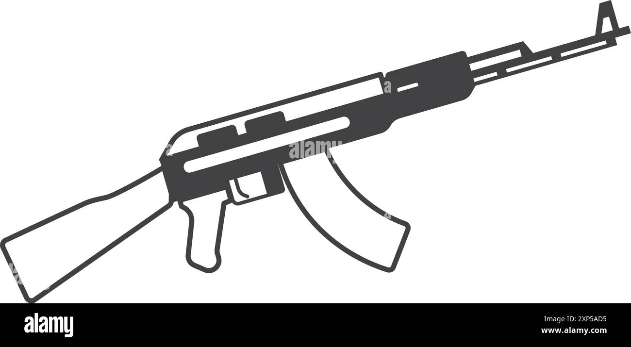 Gewehrsymbol. Schwarze Militärpistole. Waffensymbol Stock Vektor