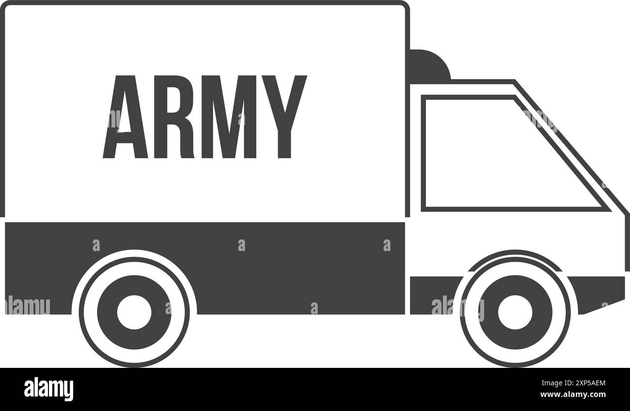 Schwarzes Symbol für Army Truck. Symbol für Militärtransporte Stock Vektor